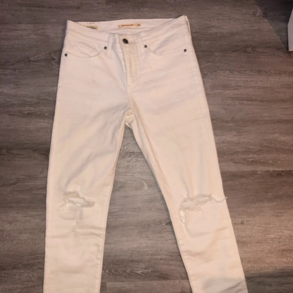 Levis 311 shaping skinny white ripped jeans